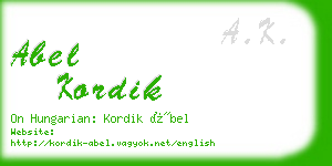 abel kordik business card